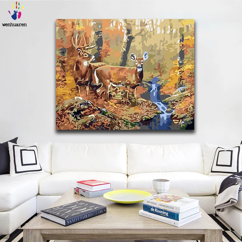 Diy краски по номерам картина Рисование с комплектами Sika олень Гостиная