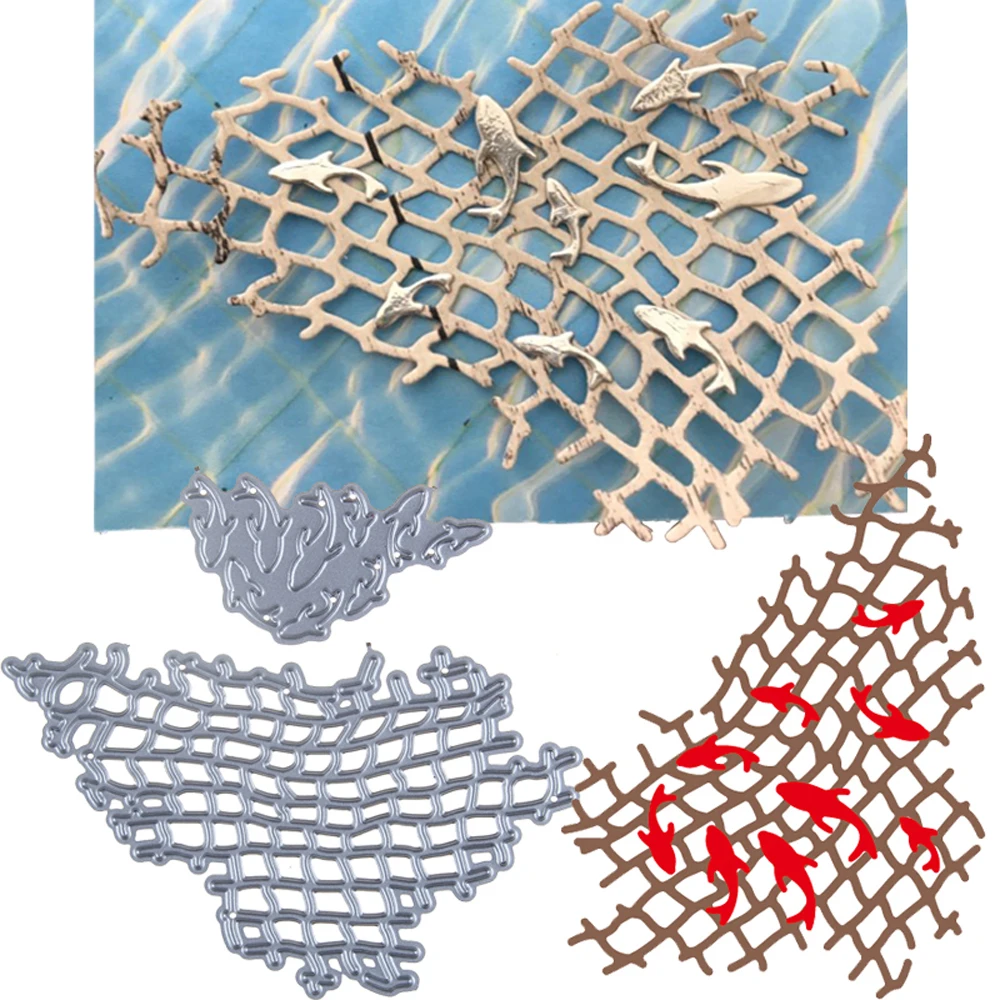 Рыболовная сеть рыбы граница металлическая прорезной трафарет для окраски DIY