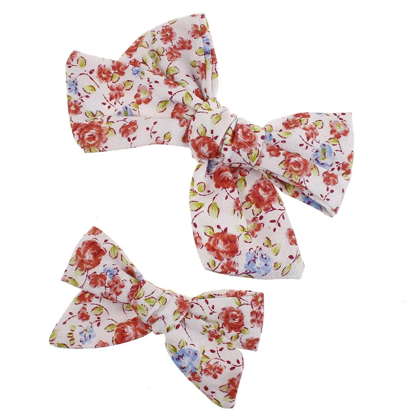 

2Pcs/Set 2019 New Children Headwear Cotton Hair clips Printing BB clip Popular Baby Hair Accessories