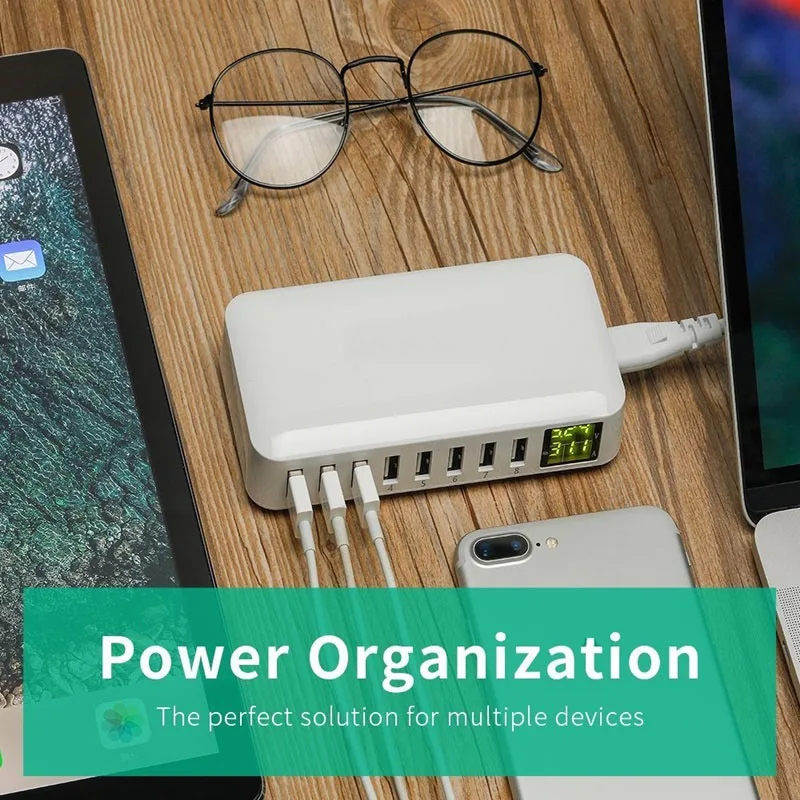 Зарядное устройство с 8 портами USB светодиодный дисплей зарядка в режиме