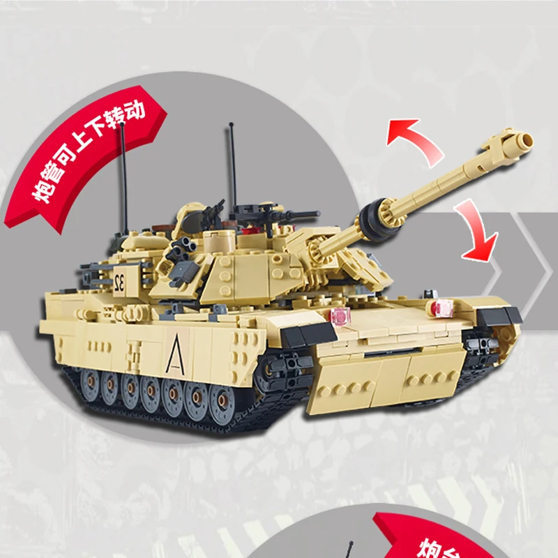 

War Military Army Loepard 2 II Type 99 T90 T34 Main Tank Model Action Figures DIY Building Block Bricks Kids Toys Children Gift