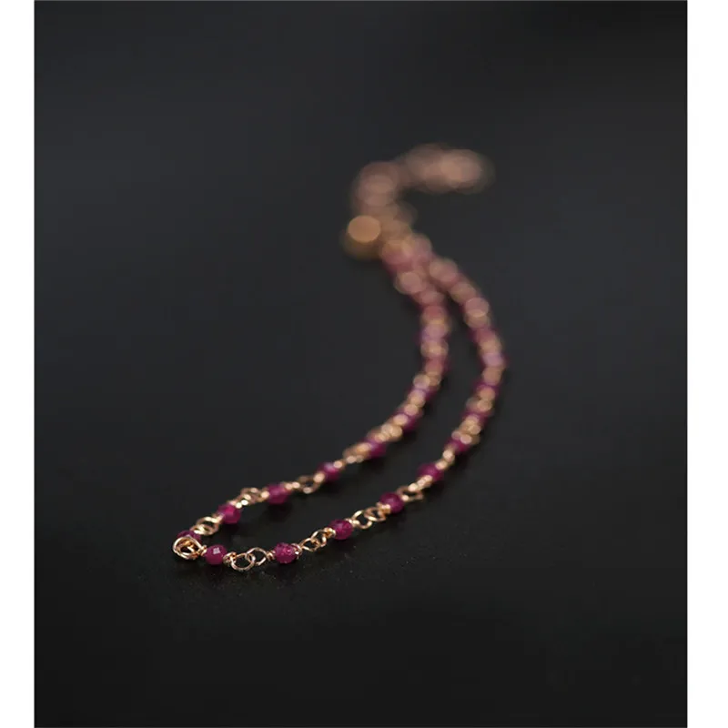 Браслет ручной работы DMBS029 с рубинами гипсофилой женские драгоценные камни