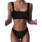 Комплект бикини, однотонное бикини с воланом и эффектом пуш-ап