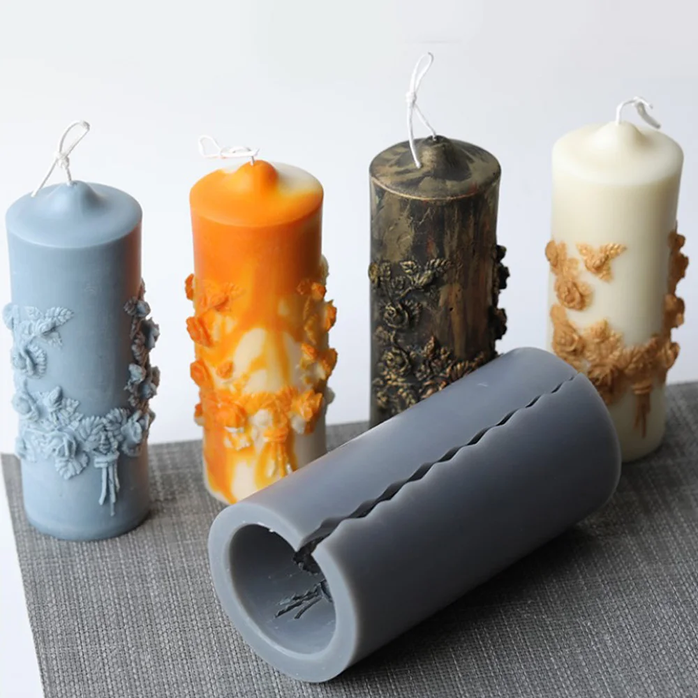 Высококачественная резная форма для свечей в стиле ретро цилиндр силиконовая
