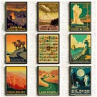 Винтажный набор плакатов в национальном парке, пейзажное искусство, печать природы, настенное искусство и Горный принт, набор абстрактных картин, горный Декор