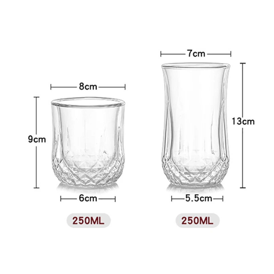 Термостойкая стеклянная чашка с двойными стенками для виски пива кофейная