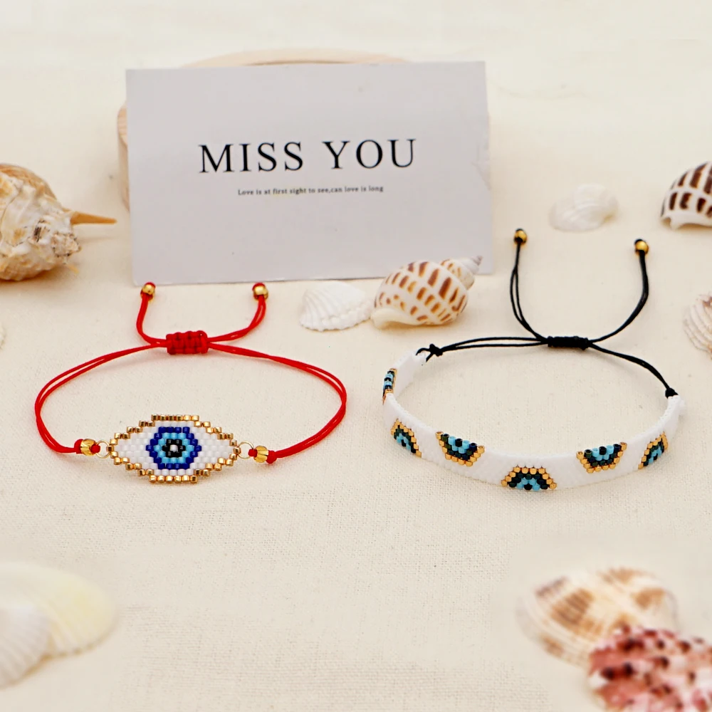 

Go2boho Miyuki Bracelet for Girl Turkish Evil Eye Bracelets Lucky Eye Pulsera Femme 2021 Beads Jewelry Women Gift For Friends