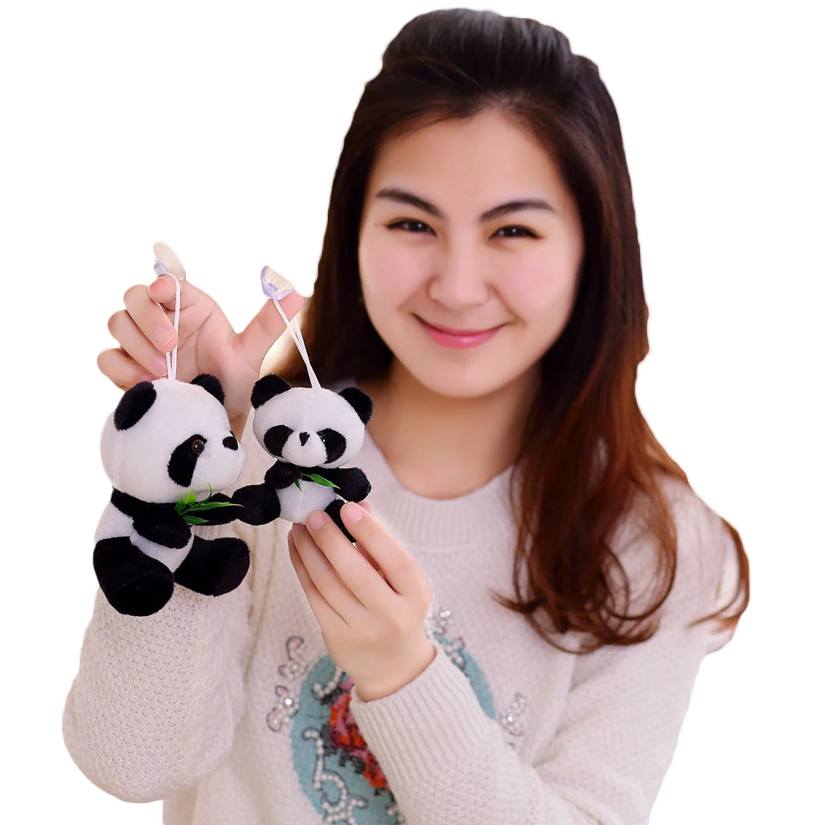1PC Vivid Funny Panda with Bamboo Leaves Plush Toys Soft Cartoon Animal Black and White Stuffed Pendant Doll Kids Gifts | Игрушки и