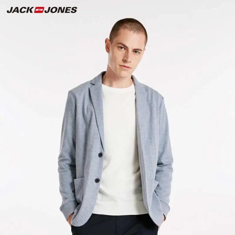 Мужской Блейзер JackJones из хлопка и льна приталенный пиджак с длинными рукавами