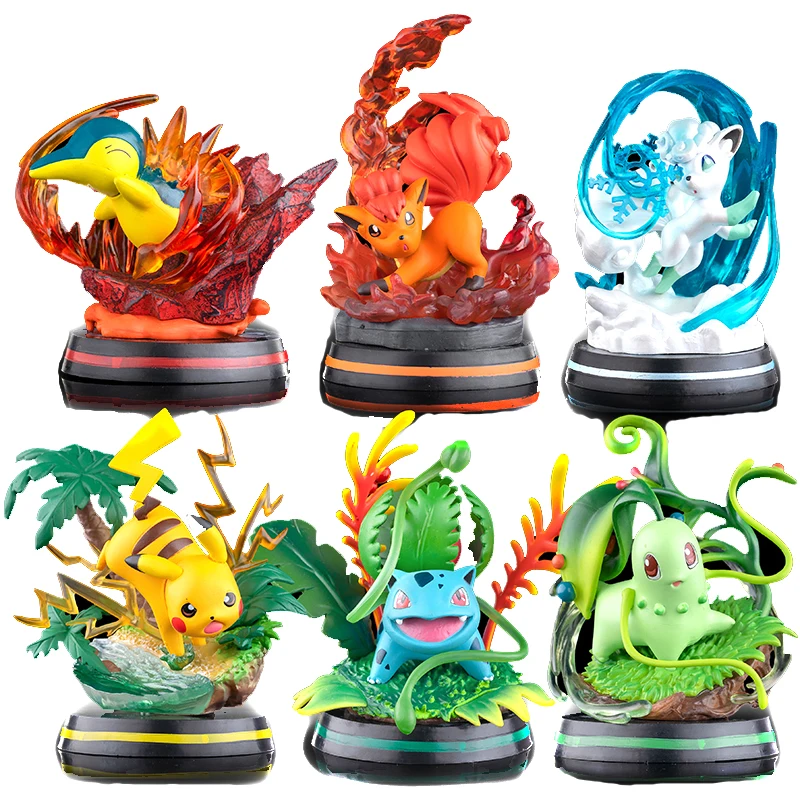 

11-14cm Pokemon GK Figure Cyndaquil pikachu chikorita vulpix bulbasaur PVC Action Figure Collectible Model Toy Doll
