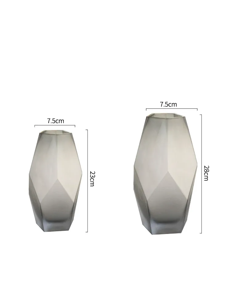 

Fashion Geometric Glass Vase Simple Grind Arenaceous Vases Living Room Dried Flower Ornament Home Decor Arts Craft Cup Rose Vase
