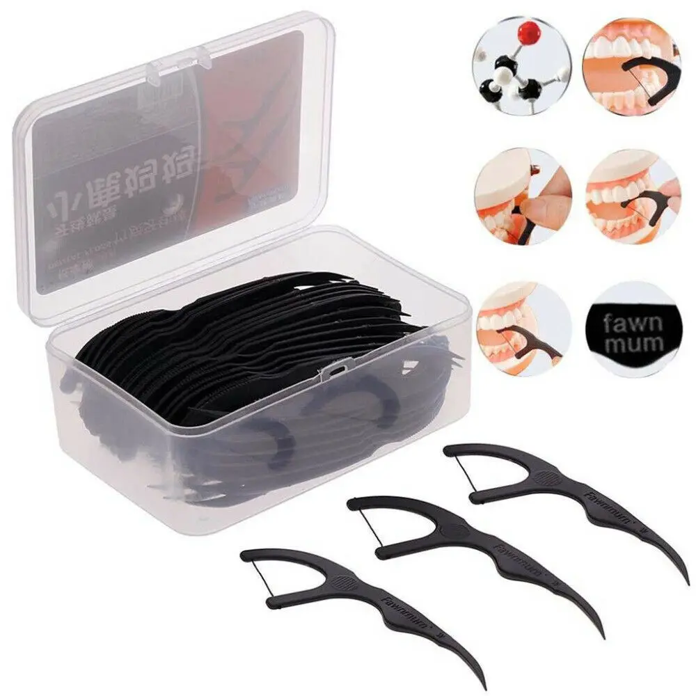 

Dental Floss Tooth Picks Interdental Brush Black Teeth Clean Toothpick Flosser With Box Orthodontic Braces