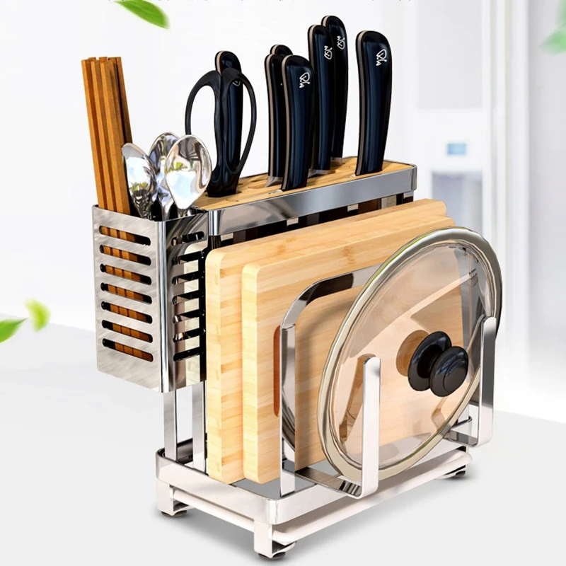 

Stainless Steel Kitchen Utensils Cutting Boards Chopper Organizer Rack Chopping Boards Chopsticks Spoon Fork Flatware Storage wi