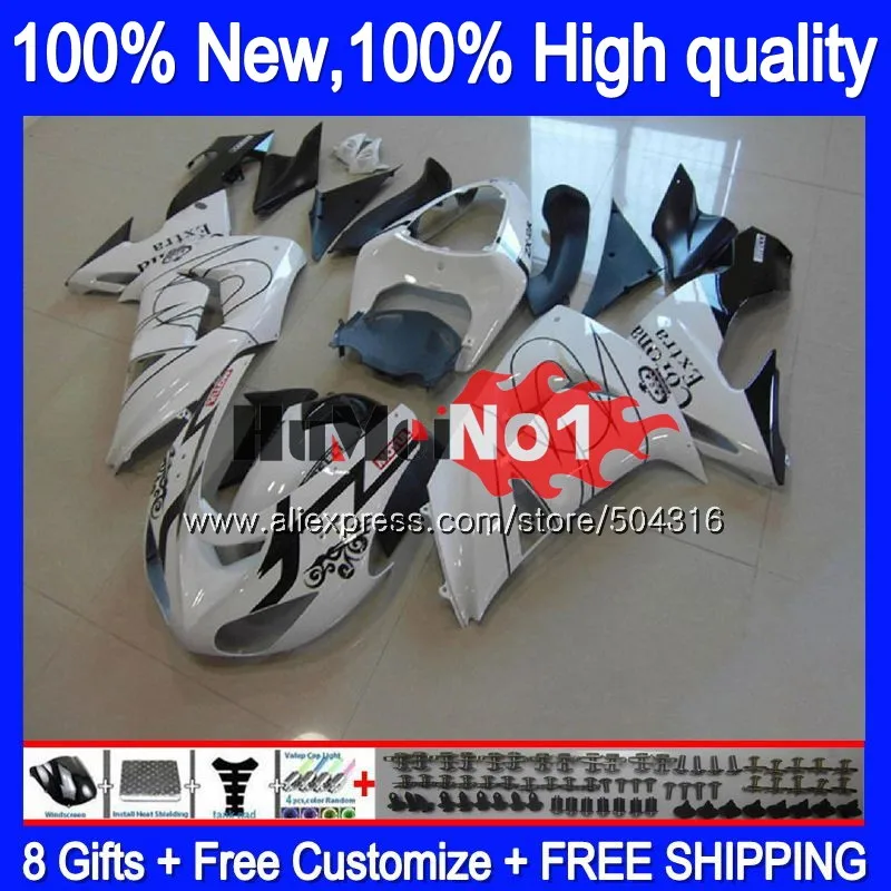 

Корпус для KAWASAKI ZX-1000 ZX 10 R ZX 1000CC ZX10R 06 07 72MC.13 ZX-10R ZX1000 CC ZX 10R 2006 2007 06 07, белый, распродажа, обтекатель