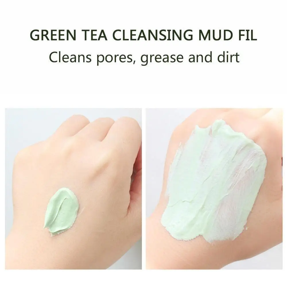 100g Tea Green Face Mask Deep Cleaning Removal Blackheads Mud Mask Anti-Shrink Exfoliate Face Acne Scar Skin Pores Care B8B6