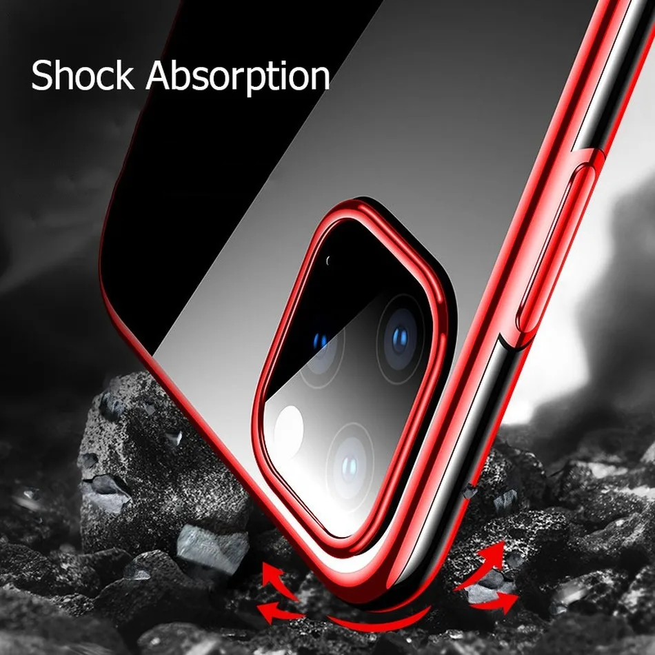 Luxury Phone Case for IPhone 11 Transparent Soft Silicone Shockproof Clear Hybrid Cover Pro Max Coque | Мобильные телефоны и
