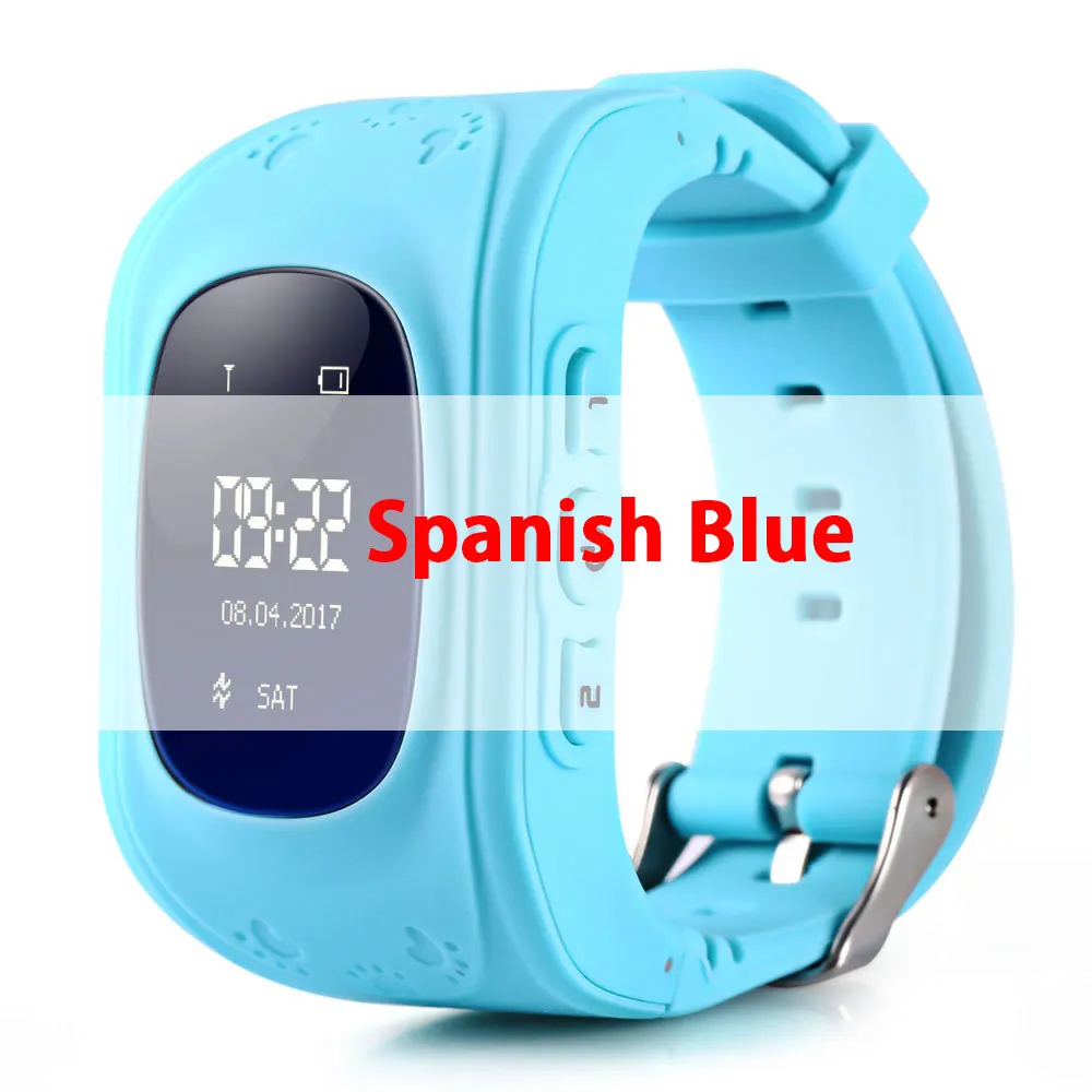 Spanish Blue Q50, gps, умные детские часы, SOS, поиск местоположения, детский локатор, трекер, анти-потеря, монитор, детские часы, IOS и Android - Цвет: Spanish Blue