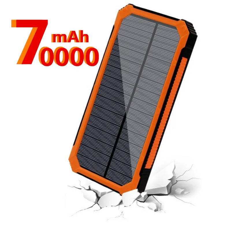 

Wireless Solar 70000mah Fast Charger Power Bank Portable with LED Light External Battery Charging for Xiaomi Samsung Iphone13