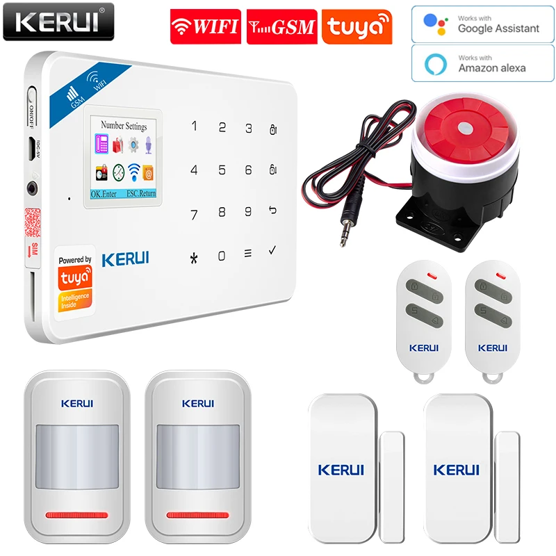 KERUI Tuya управление с помощью приложения умная беспроводная WiFi GSM сигнализация