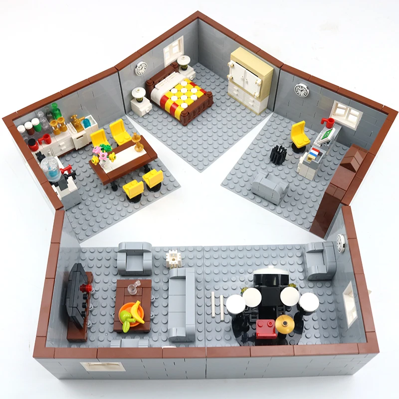 

Friends Series MOC Bathroom Billiard Hall Baby Room Bar Office Bedroom Study Model Building Blocks DIY House Bricks Kids Toys