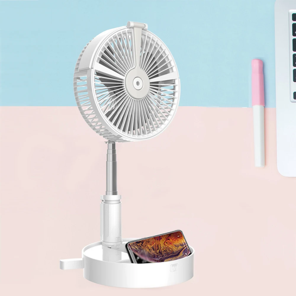 

Portable Telescopic Fans USB Rechargeable Fan Air Cooler with Humidification Night Lamp/Phone Desktop Holder Foldable Mini FAN28