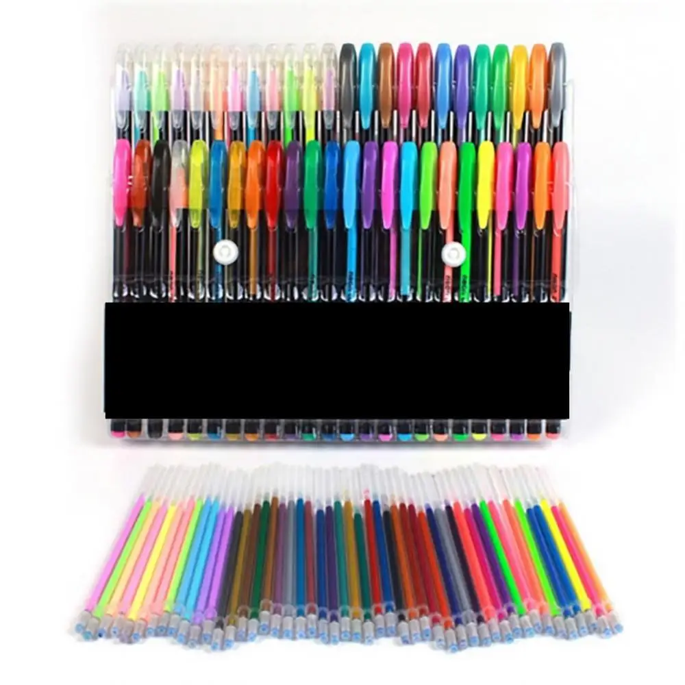 

48Pcs Colors 0.8mm Gel Ink Pen Refills Glitter School Drawing Writing Stationery Office School Supplies Gel Pens