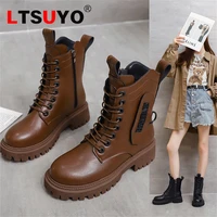 new womens martin boots multicolor outdoor motorcycle boots fashionable british leather boots winter boots with velvet
