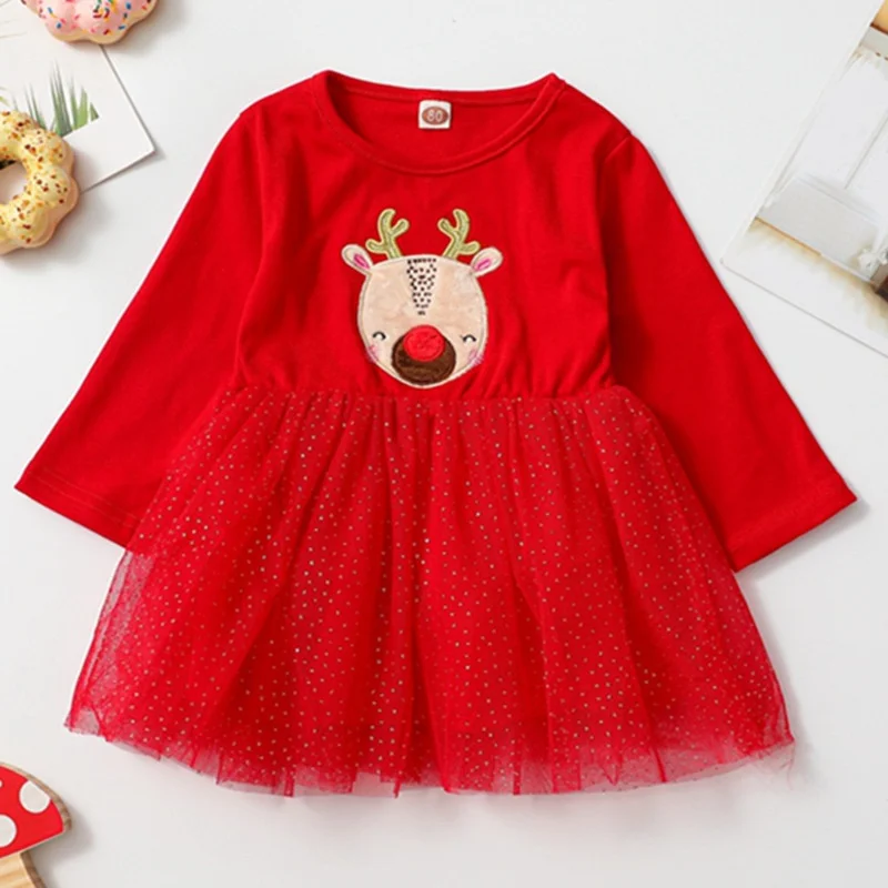 

Baby Girl Christmas Dress Autumn Long Sleeve Lovely Fashion Tutu Lace Dress Princess Clothes