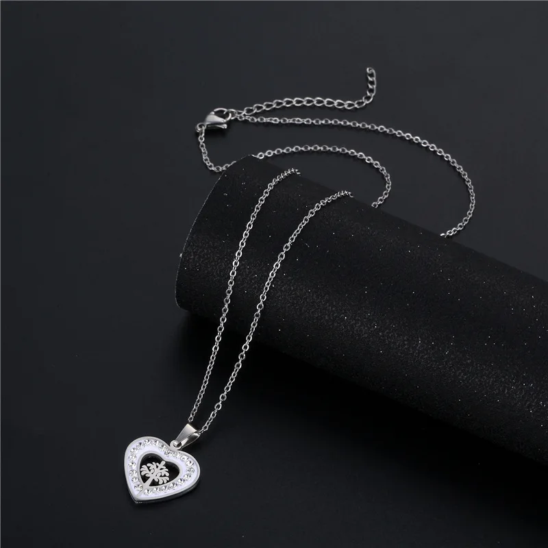 

Vintage Tree of Life Choker Necklaces Stainless Steel Classic Crystal Plant Tree Heart Daily Jewelry Women Party Gifts Bijoux