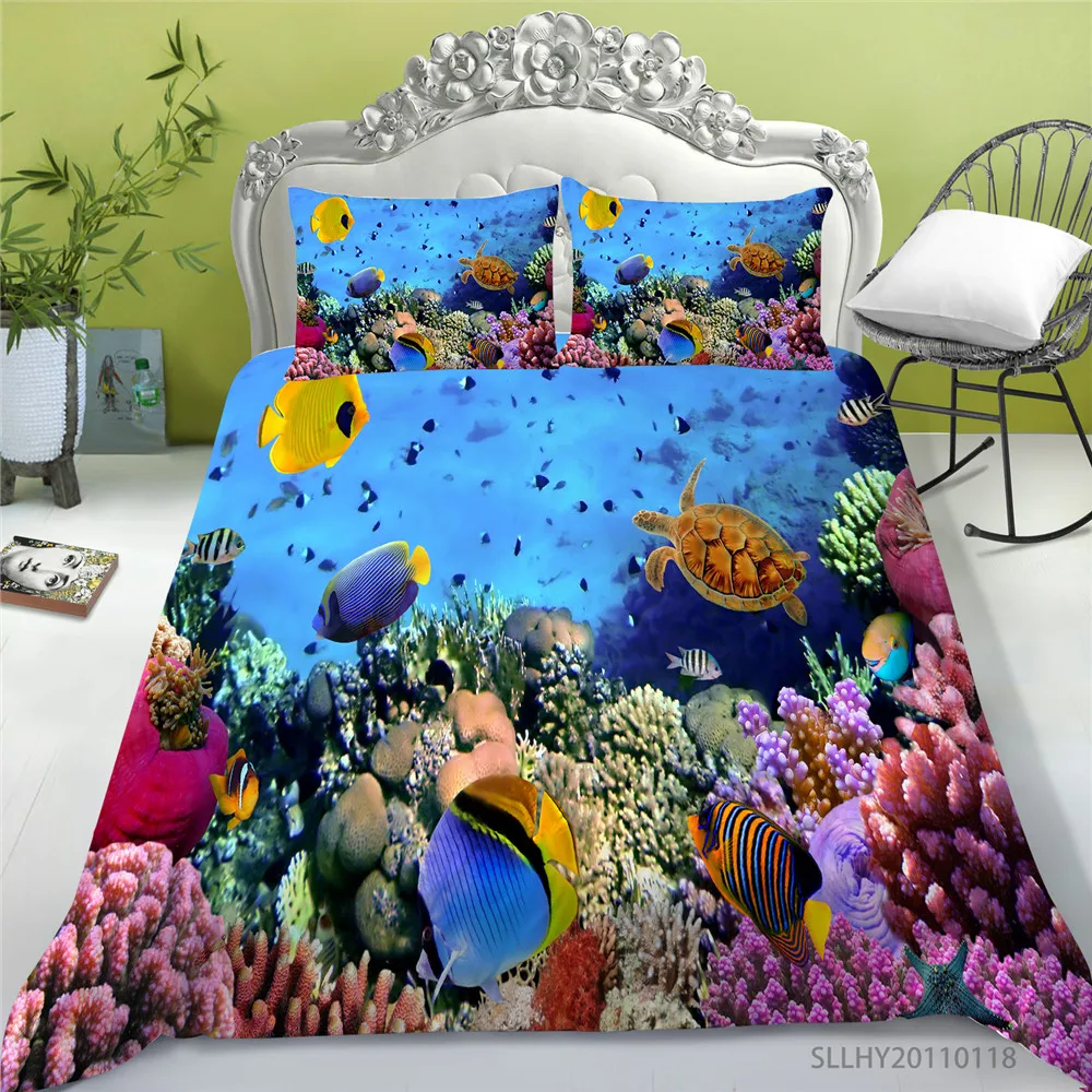 

Home Textile 3D Bedding Set Lifelike Comforter Cover Set Colourful Fish Printing 2/3 Pcs Soft Fashionable Dropship