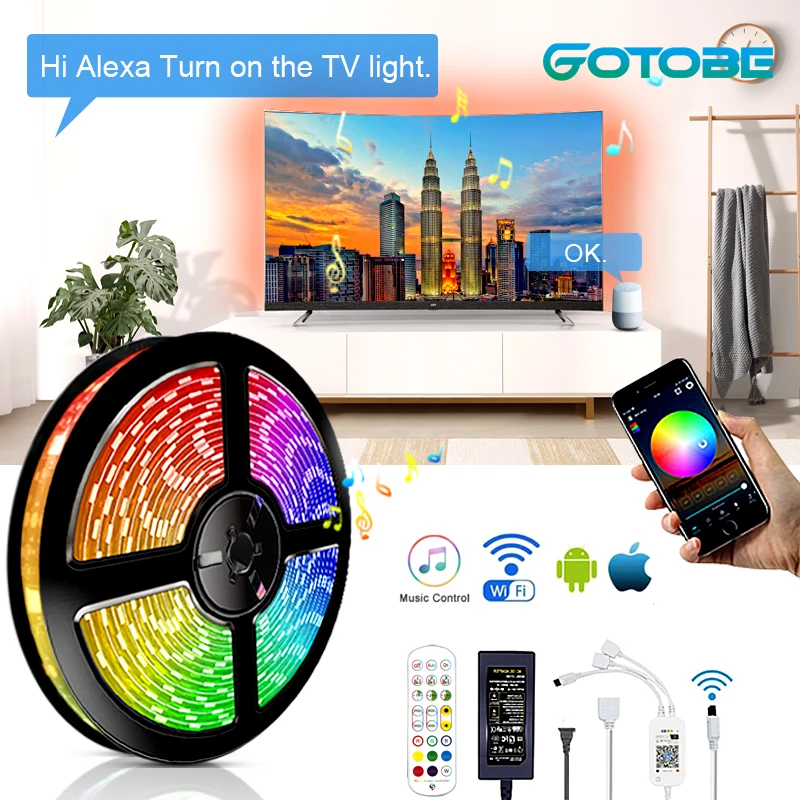 Умная Светодиодная лента RGB 5050 с Wi Fi управлением Bluetooth музыкальный светильник