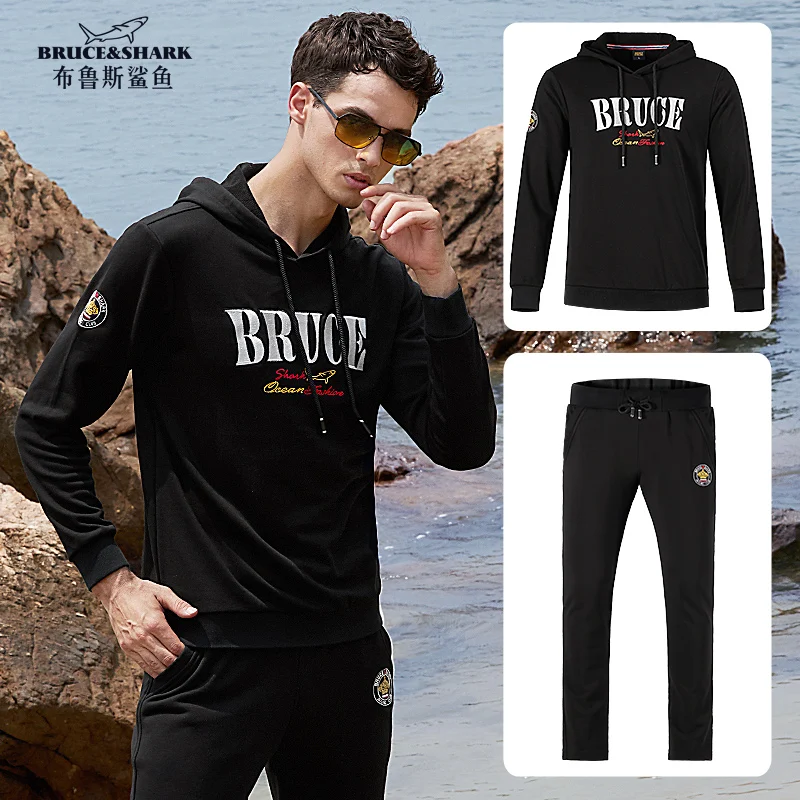 

Bruce&Shark New Men's Sports coat Jacket Men Smart Causal Fashion Style Male Wear Embroidery loose hooded Top Quality M to 3XL