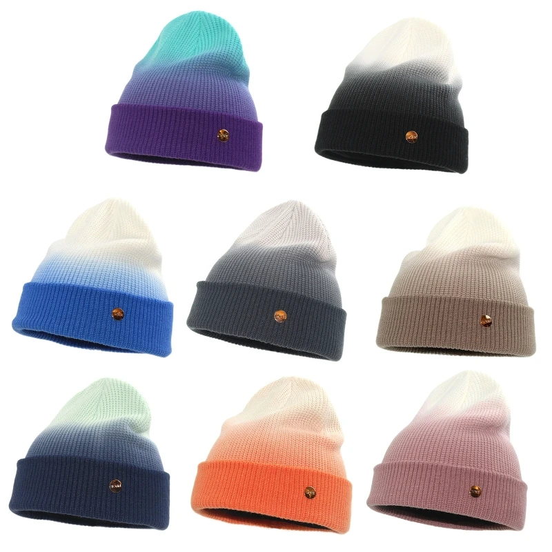 

All-match Knitted Hat Gradient Beanie Hat Wool Hat Windproof for Skiing Climbing