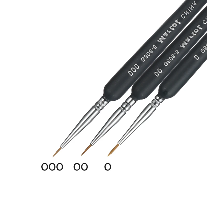 

Кисти для рисования акварелью, 9 шт., набор кистей для рисования деталей, тонкие миниатюрные кисти для рисования акварелью с размерами 0, 00, 000