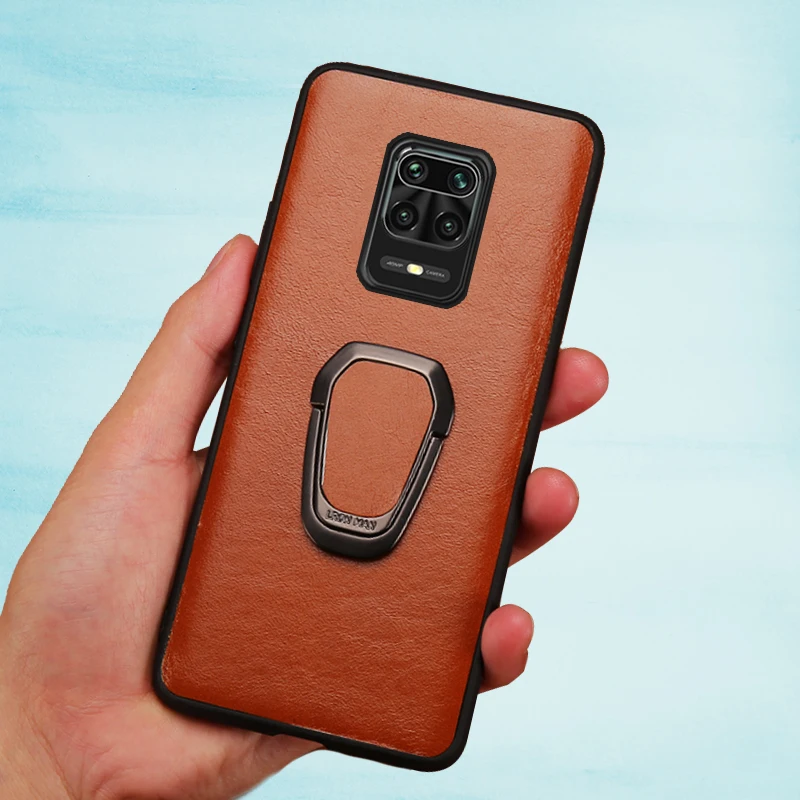 

LANGSIDI Magnetic ring Bracket Phone Case For Redmi note 9S 10 11 pro 8 8t genuine leather kickstand coque For xiaomi 12 12s 12x