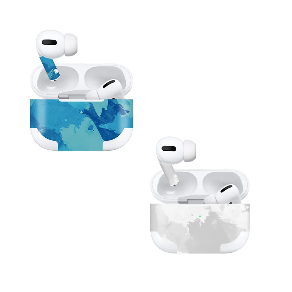 

Watercolor Design Earphone Skin Sticker Dustproof Wireless Earbud Box Sticker Protective Stickers Compatible for Airpods Pro (Bl