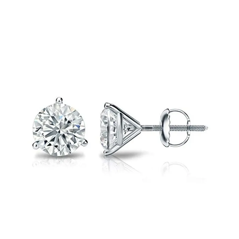 

Blaike Luxury 925 Silver Jewelry Three-Prong Martini 1ct Round Zircon Stud Earrings Bride Wedding Engagement Jewelry Gifts