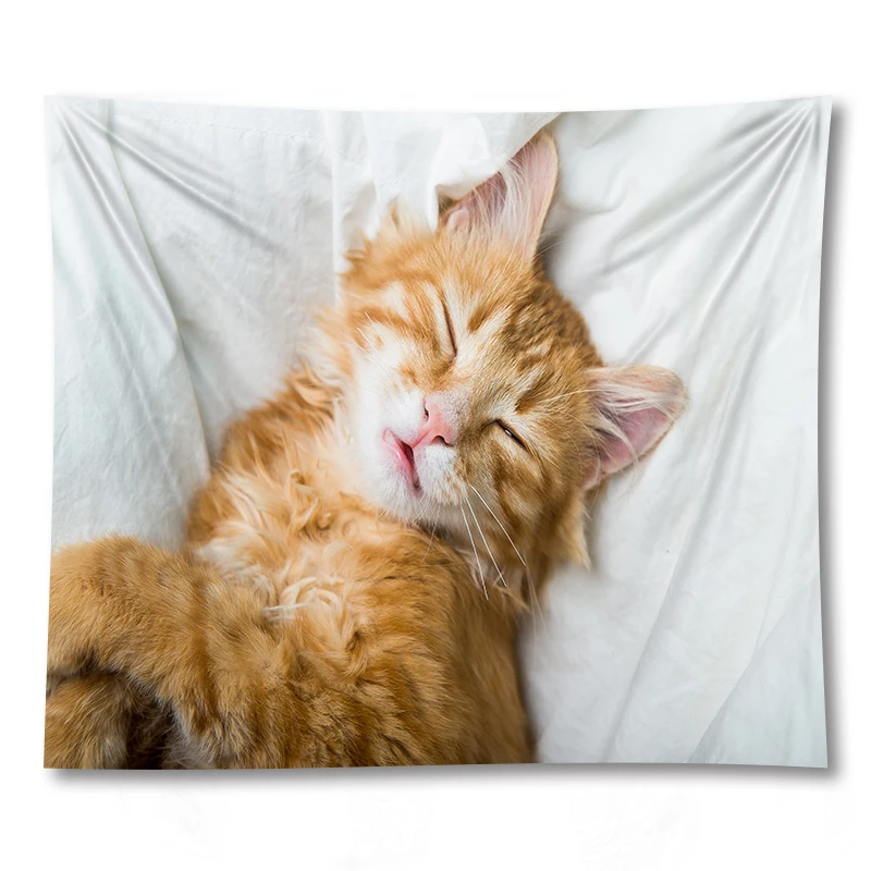 

Cat Print Polyester Fabric Home Decor Rug Carpets Hanging Blanket Tapestry Wall Bedroom