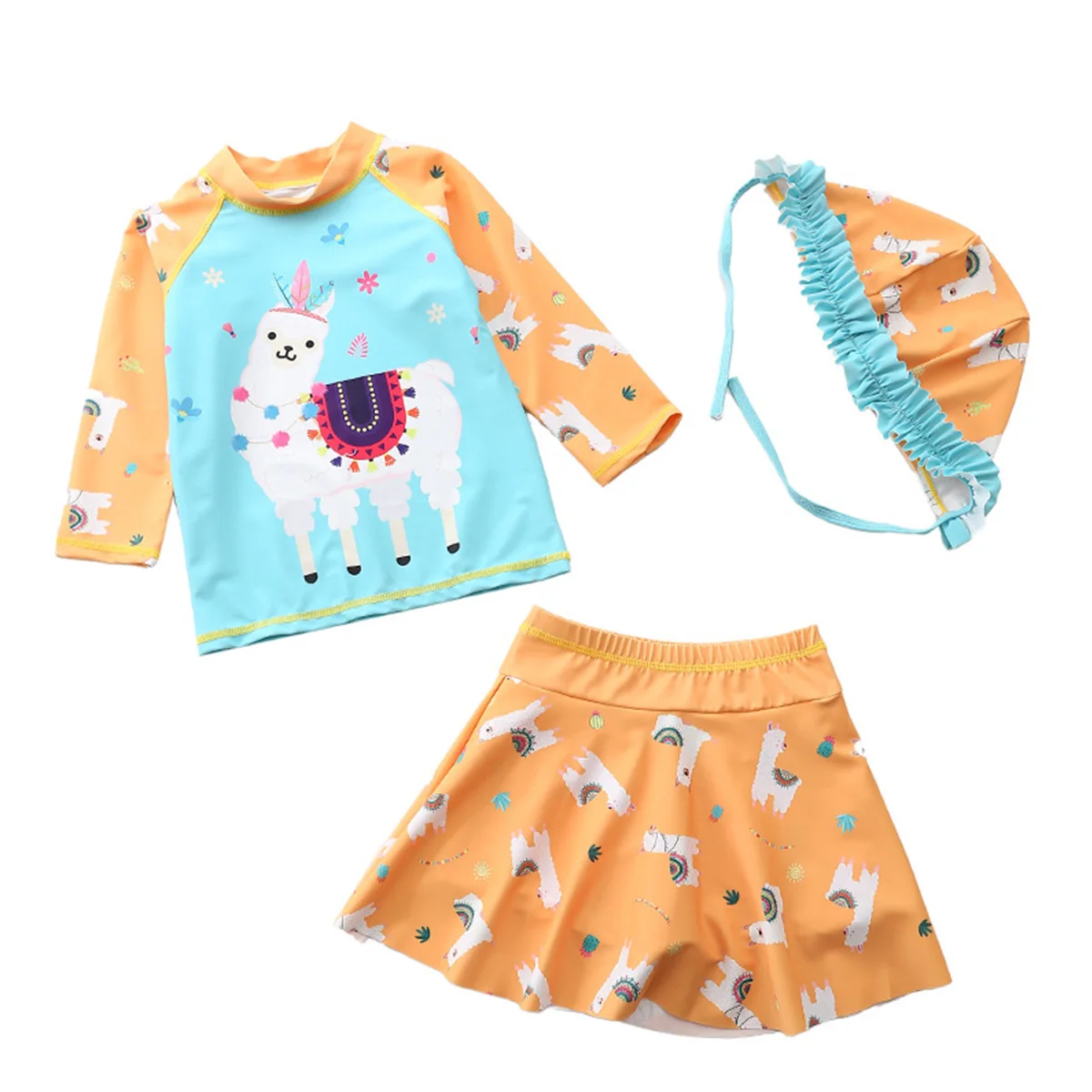 

Swimwear For Kids Teen Girls Summer Swimsuit Three-piece Bikini Set Cartoon Print Swimming Beachwear Children Clothes 2-8 Years