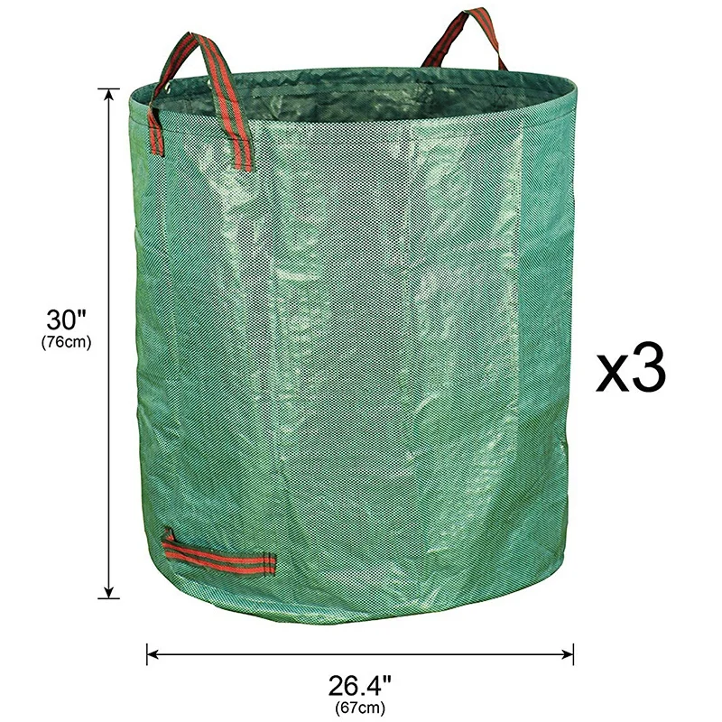 3-Pack 72 галлонов садовый мешок-многоразовые сверхмощные садовые мешки газон