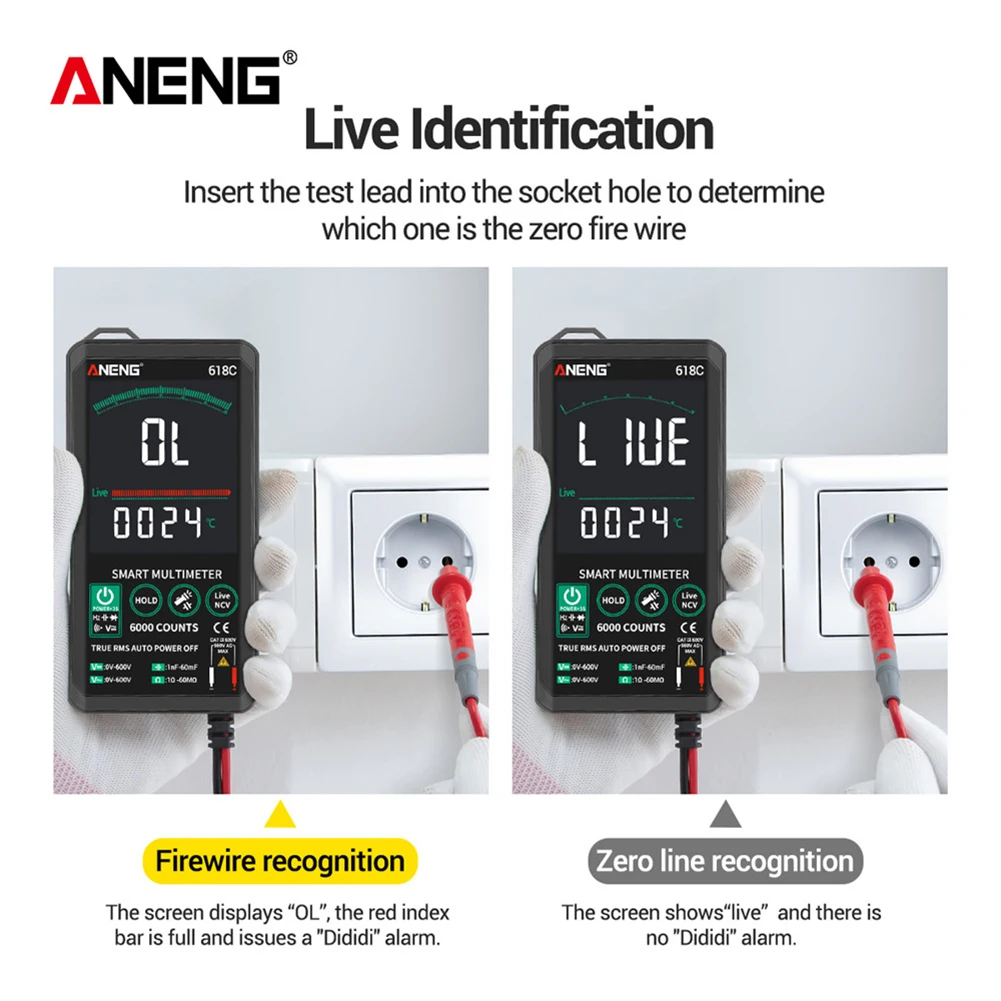 

ANENG 618C Voltage Meter Digital Multimeter AC/DC Volt Resistance Tester