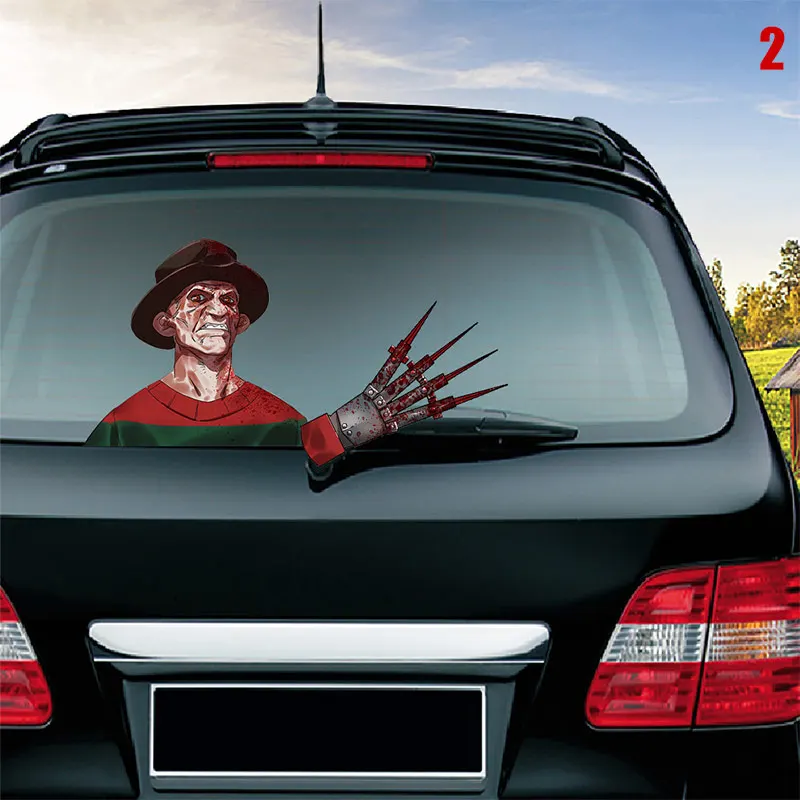 3D развевающаяся наклейка на тему Хэллоуина страшная заднее стекло автомобиля