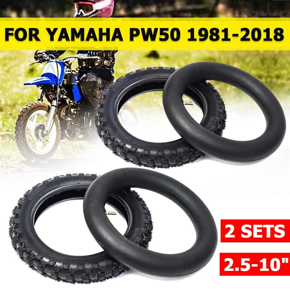 

4 шт., резиновые передние и задние шины для Yamaha PW50 2,50-10 "94225-10270-00 94125-10650-00 1981-2018