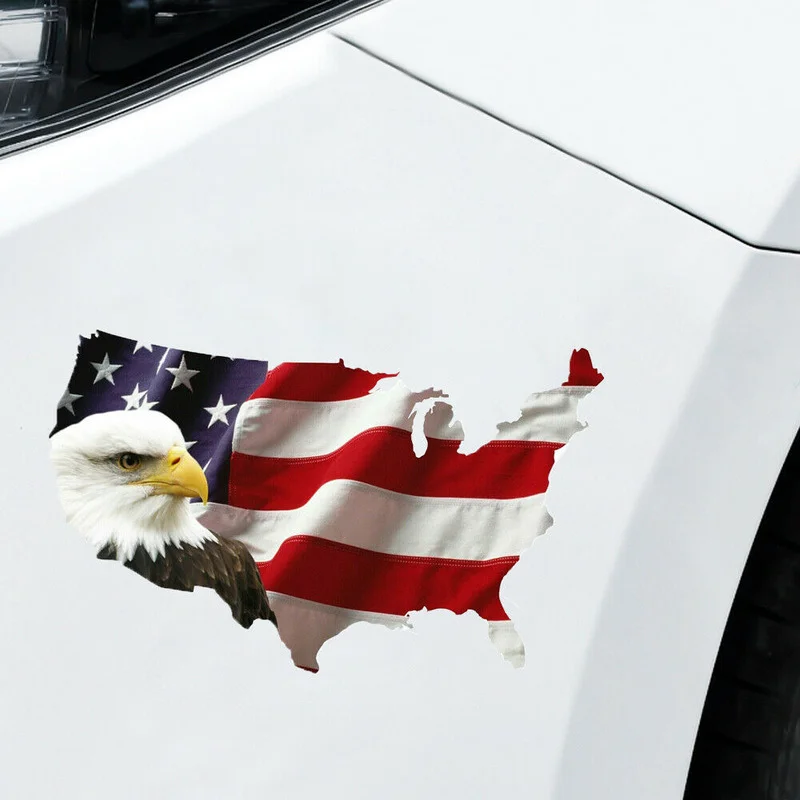 

US Bald Eagle American Flag Sticker Auto Truck Window Bumper Body Decor Pattern Decal Waterproof Universal Exterior Car Products