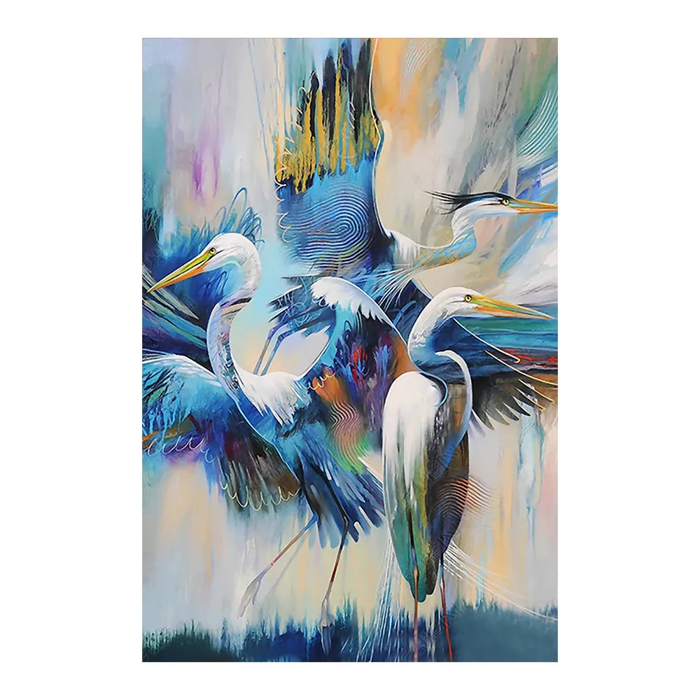 

Алмазная живопись Bird Heron, абстрактная масляная краска для животных, Круглая Мозаика для творчества, вышивка крестиком 5D, домашний подарок
