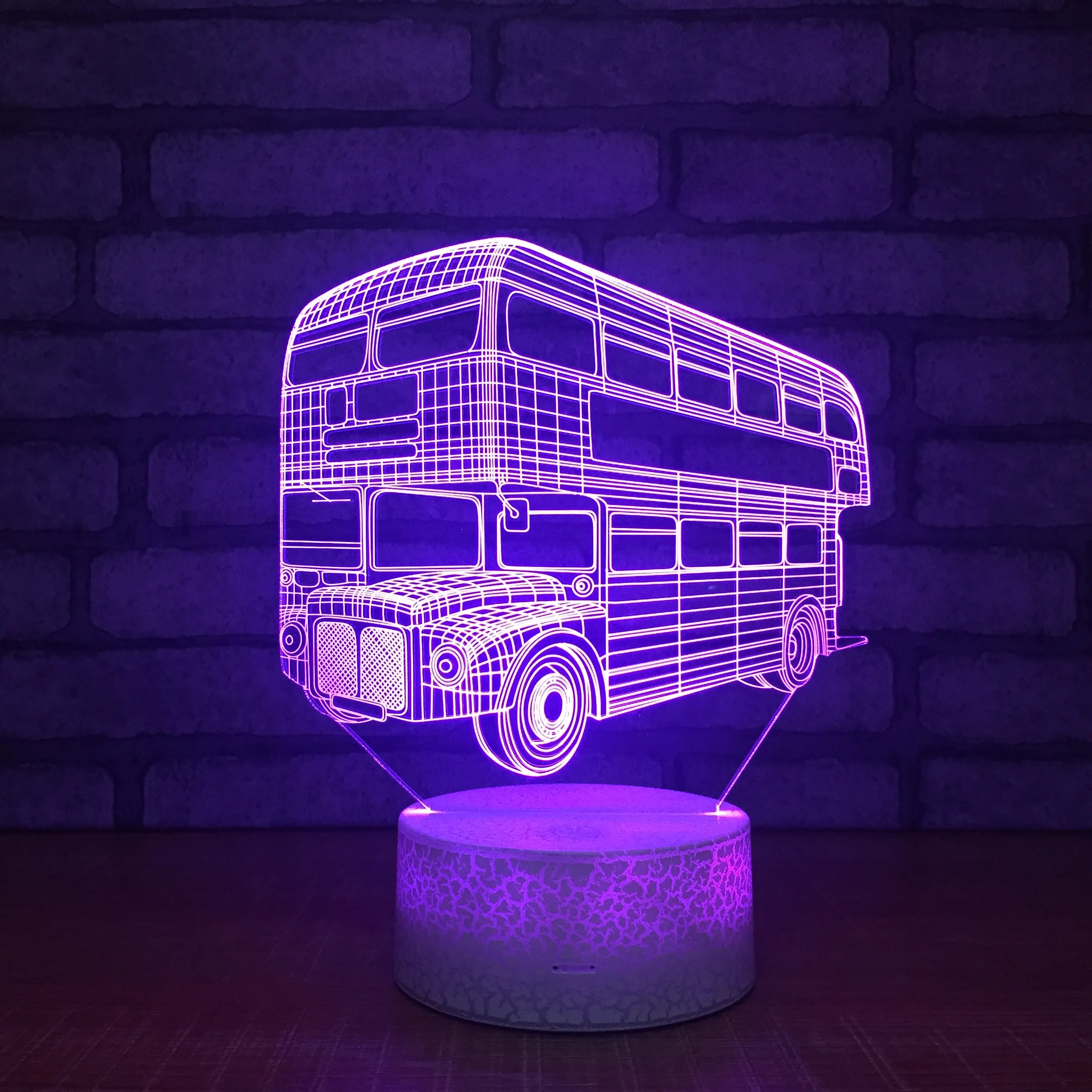 

Bus 7 Colors Changing 3 D LED Night Light Touch Remote Base Gifts For Children Bedroom Decor Acrylic Plate Support USB Charging