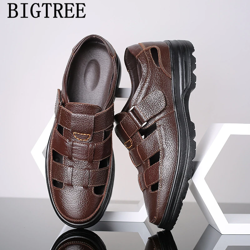 Роскошная мужская обувь Брендовая Летняя из натуральной кожи Мужские сандалии