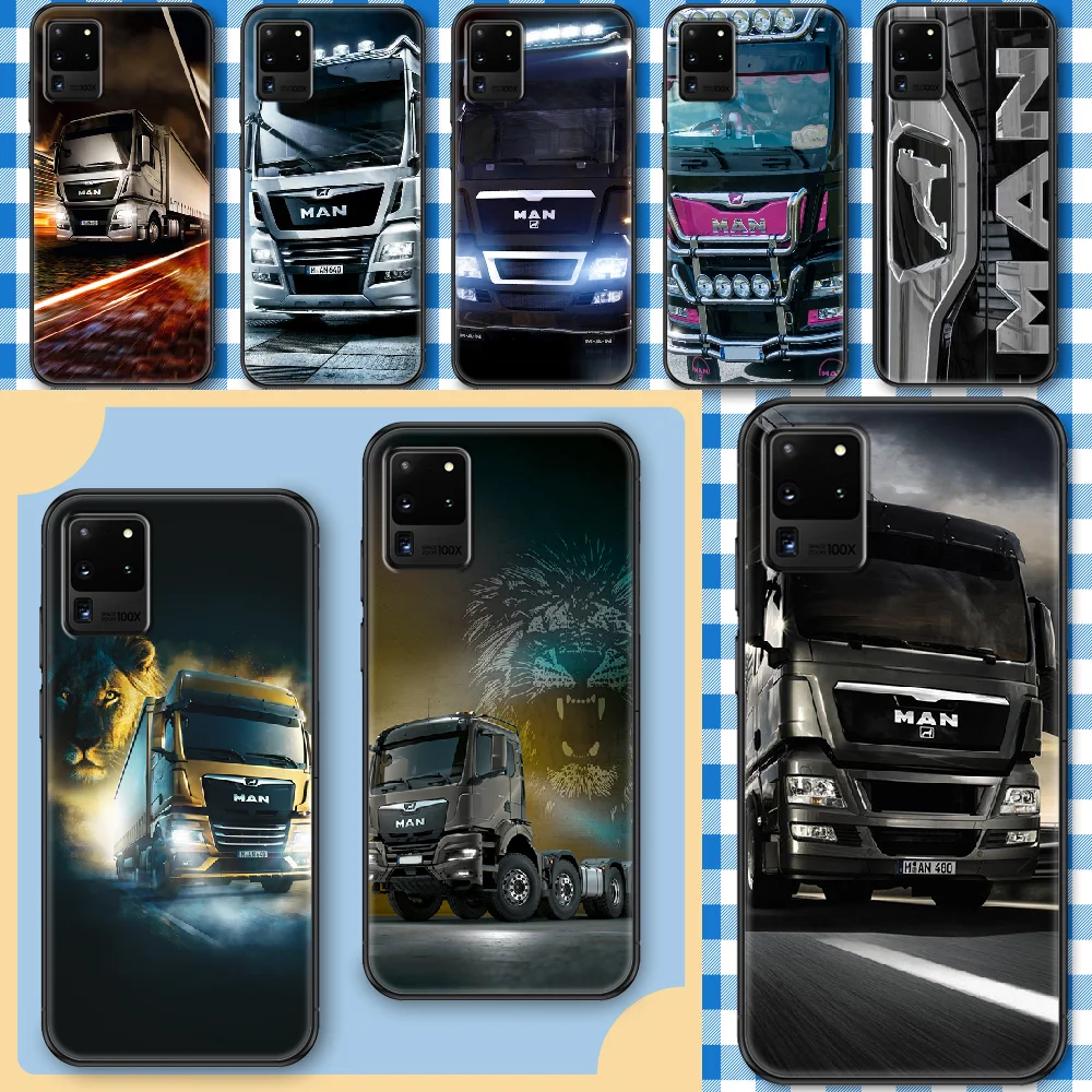 Man truck car logo Phone case For Samsung Galaxy Note 4 8 9 10 20 S8 S9 S10 S10E S20 Plus UITRA Ultra black luxury funda art