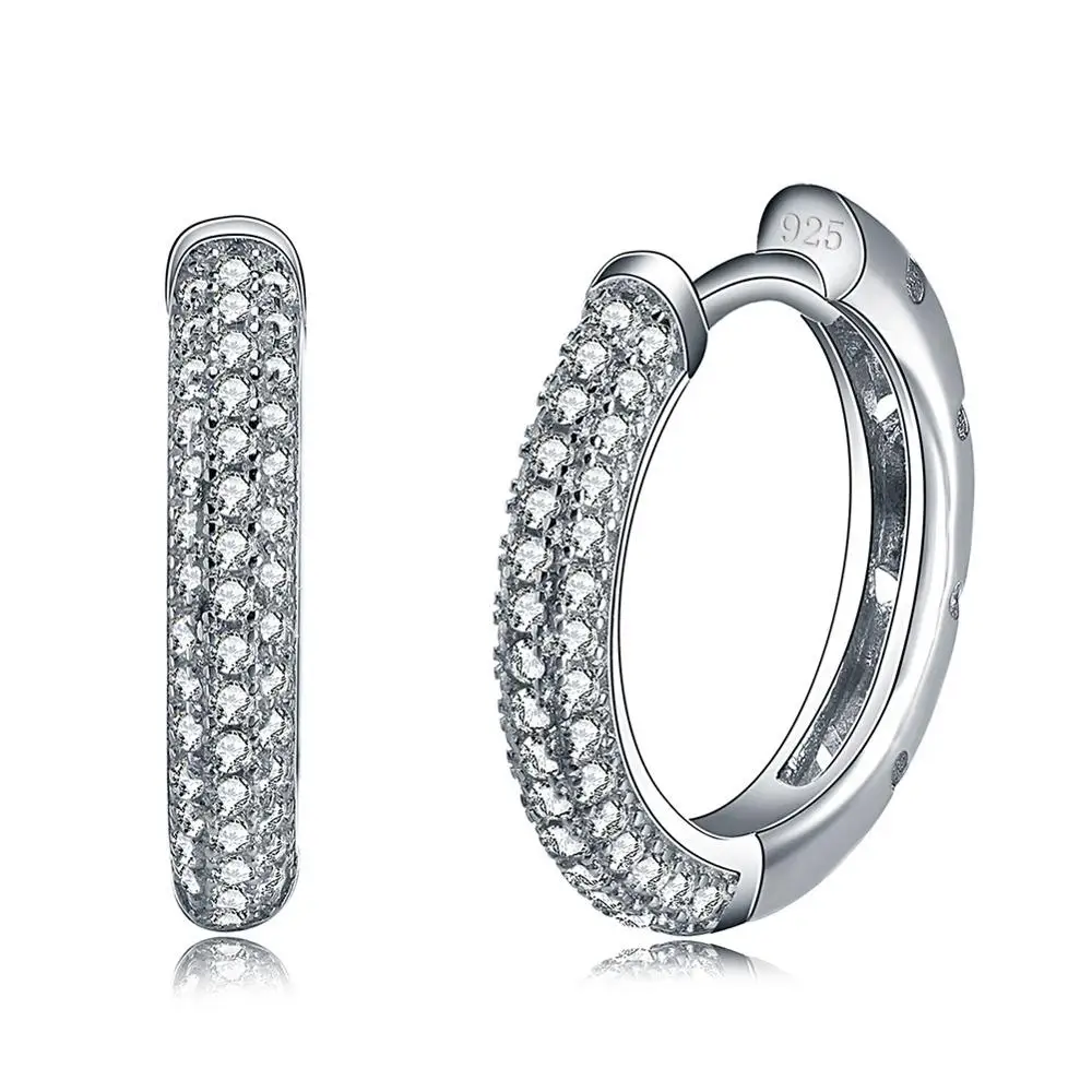 ORSA JEWELS серьги кольцами трендовые женские ювелирные изделия серебро 925 пробы серьги с 2 рядами 90 шт. австрийский кубический цирконий SE19 - Цвет камня: Silver Color