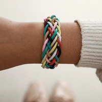 ethnic couple adjustable handmade woven colorful wax rope bracelet braided rope bracelet for men women